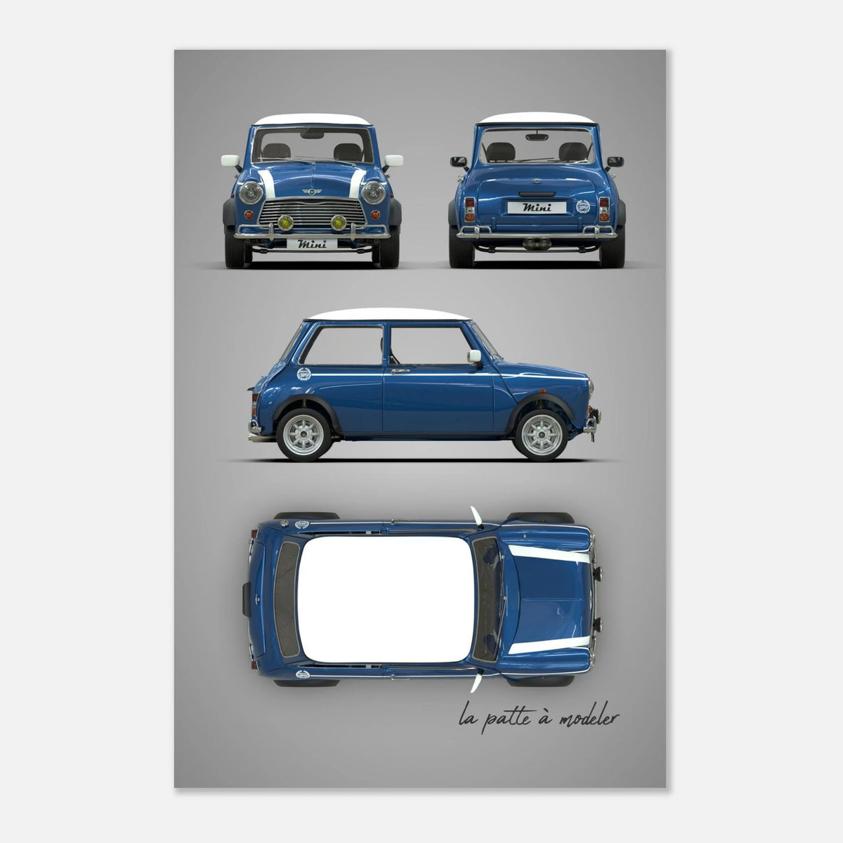 British Classic Icon Aluminum Print - Vintage Compact Car Art