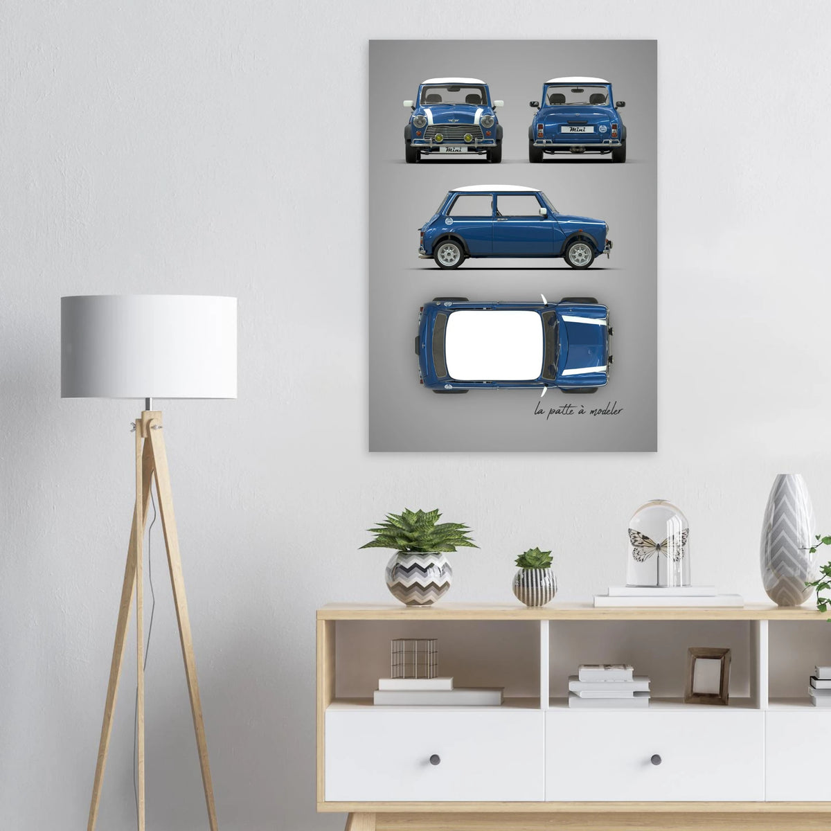 British Classic Icon Aluminum Print - Vintage Compact Car Art