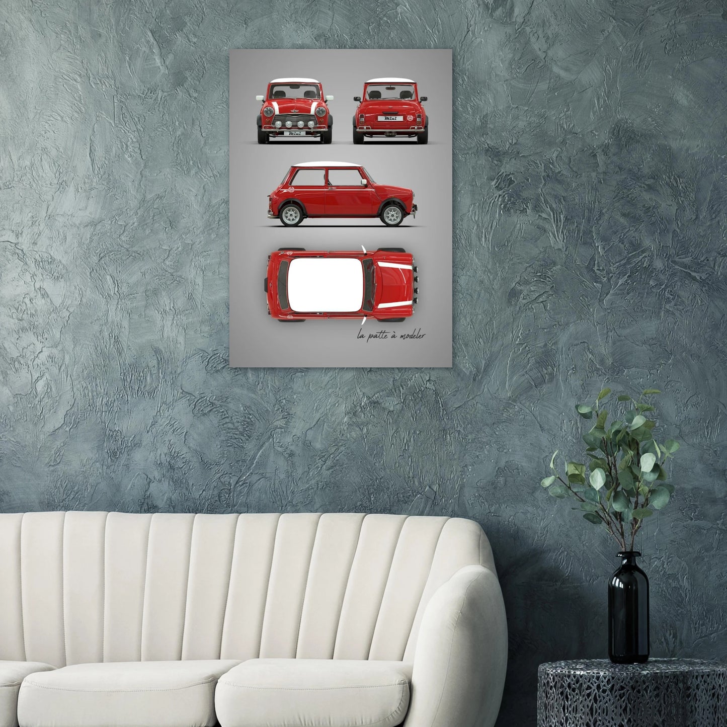 British Compact Car Aluminum Print - Classic Design Icon Art