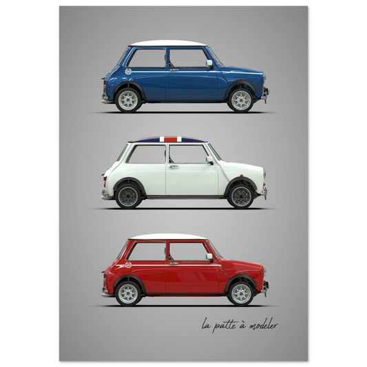 British Classic Icon Aluminum Print - Vintage Compact Car Art