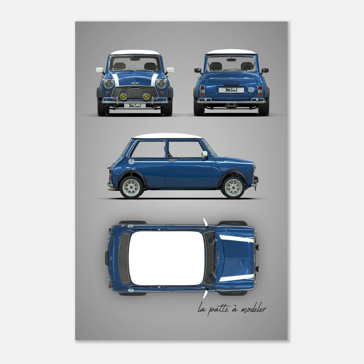 British Classic Icon Aluminum Print - Vintage Compact Car Art