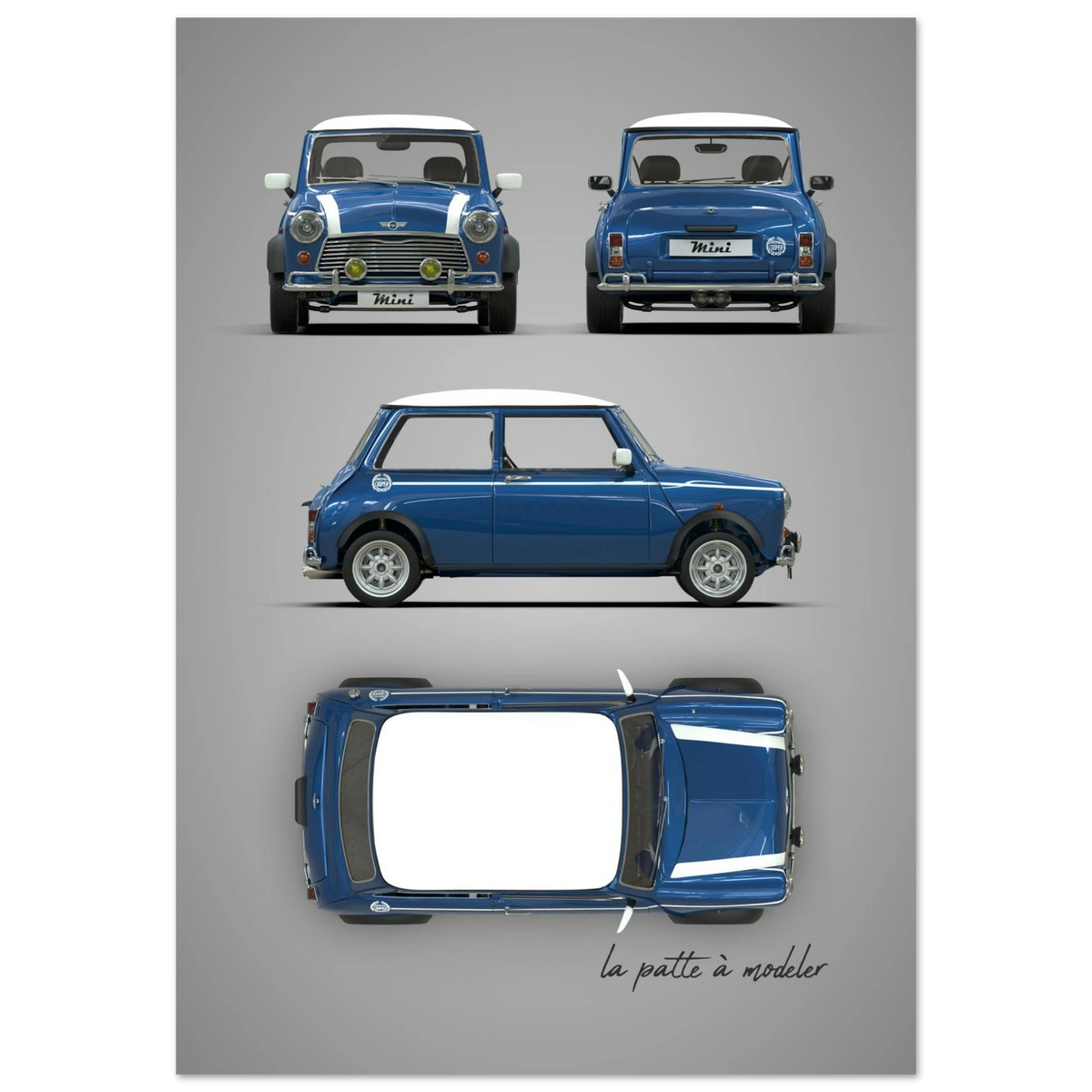 British Classic Icon Aluminum Print - Vintage Compact Car Art