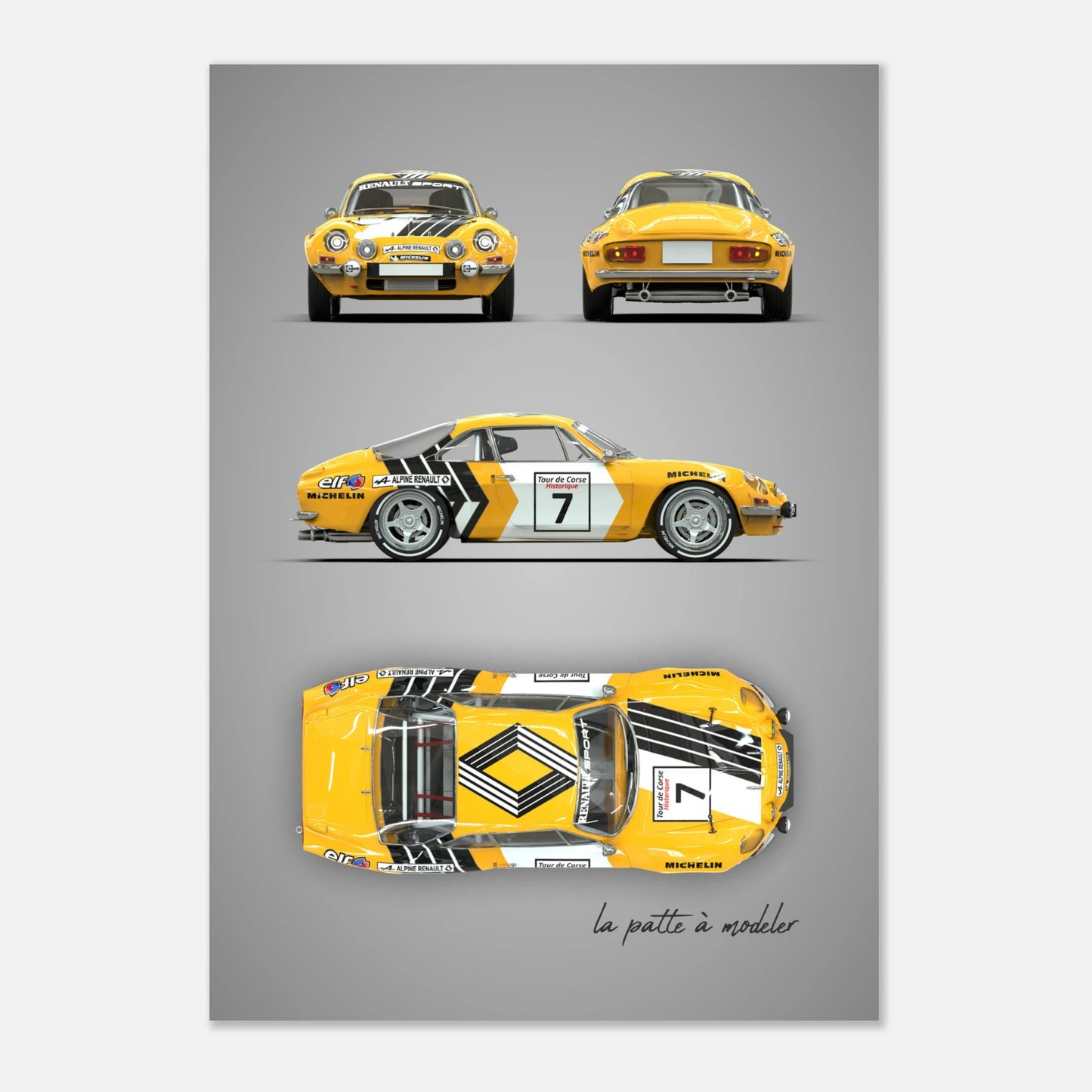 French Rally Car Aluminum Print - Mountain Motorsport Art