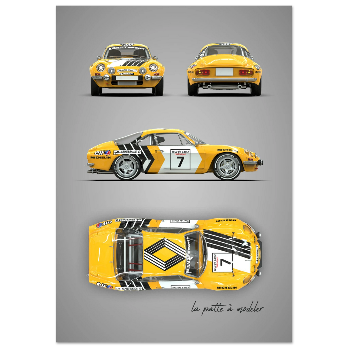 French Rally Car Aluminum Print - Mountain Motorsport Art