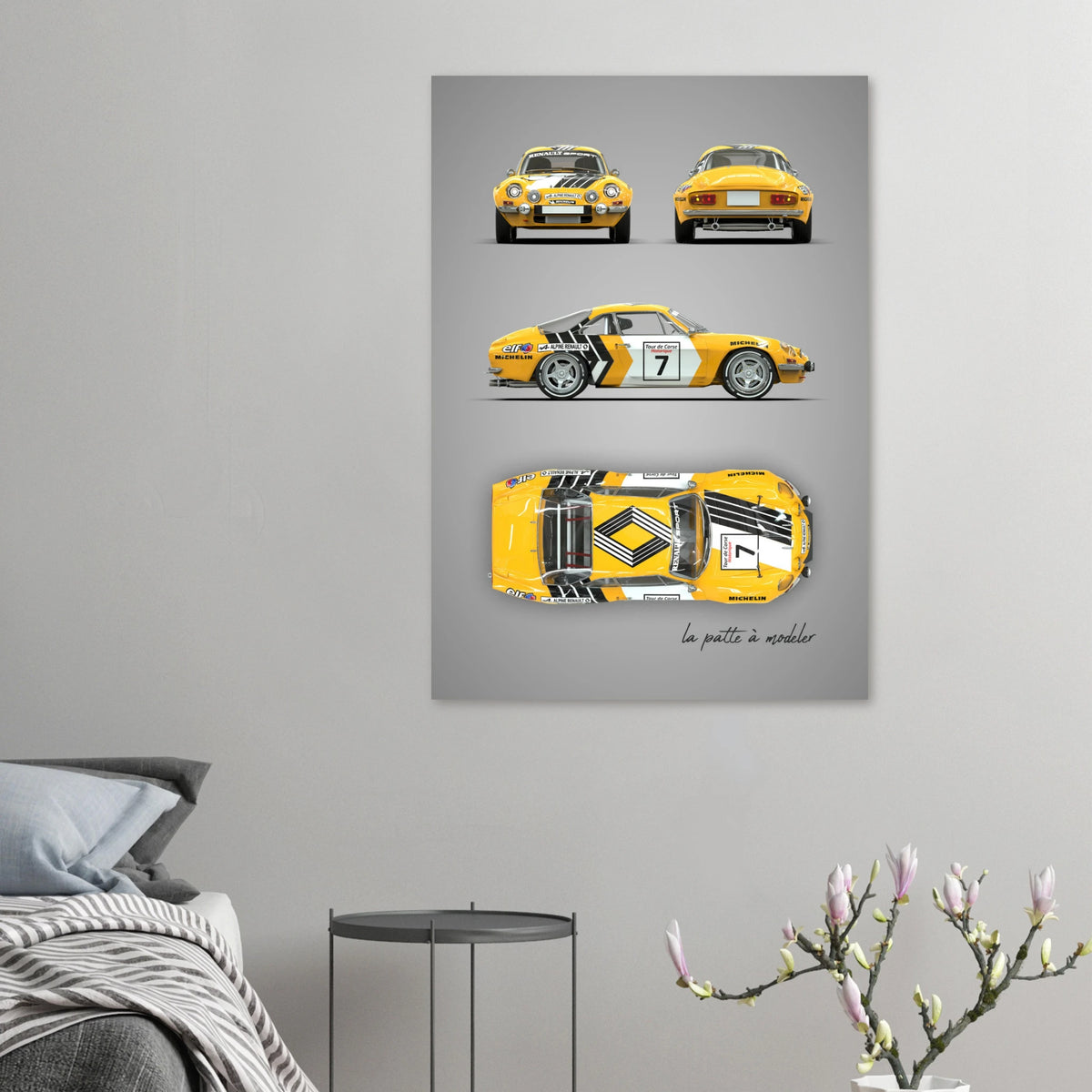 French Rally Car Aluminum Print - Mountain Motorsport Art