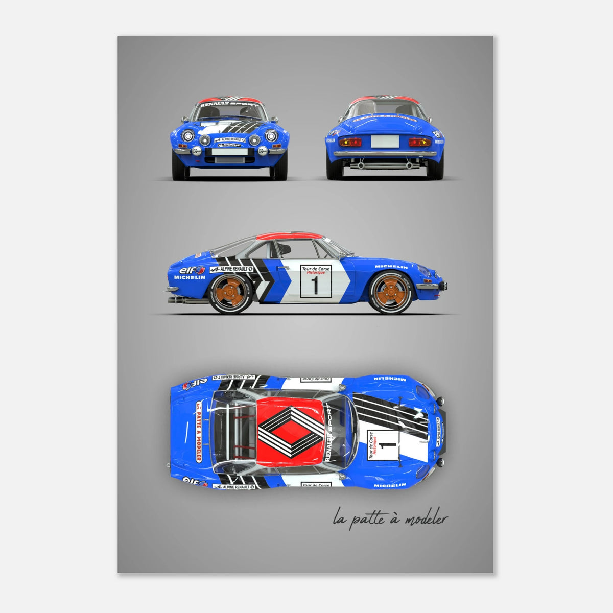 French Rally Car Aluminum Print - Classic Motorsport Art