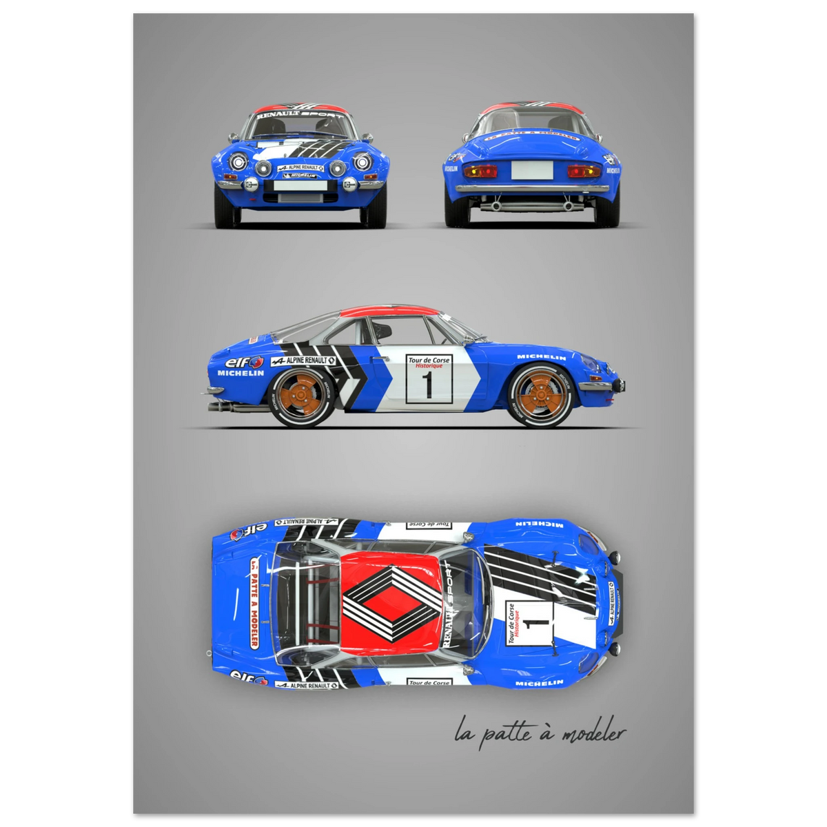 French Rally Car Aluminum Print - Classic Motorsport Art