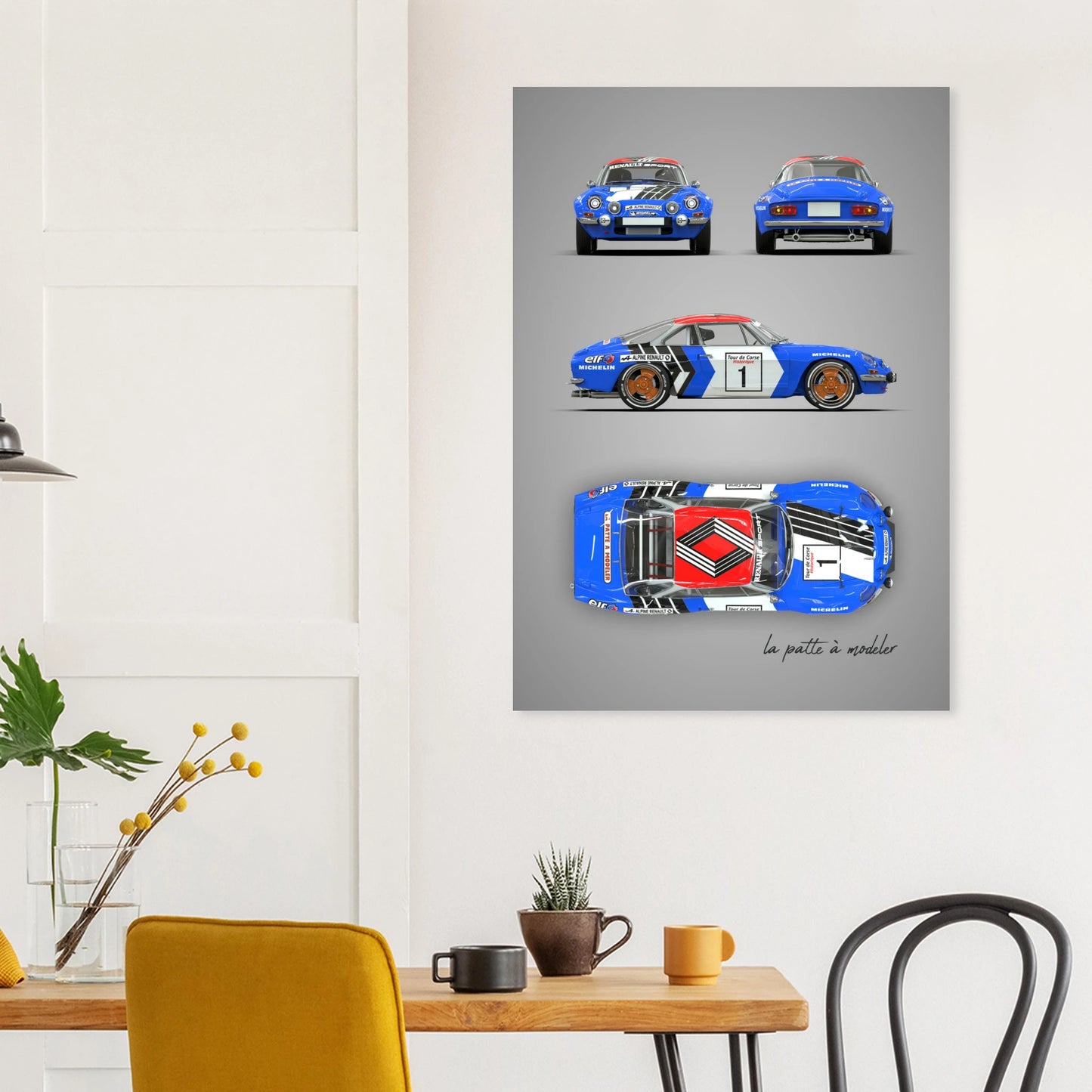 French Rally Car Aluminum Print - Classic Motorsport Art