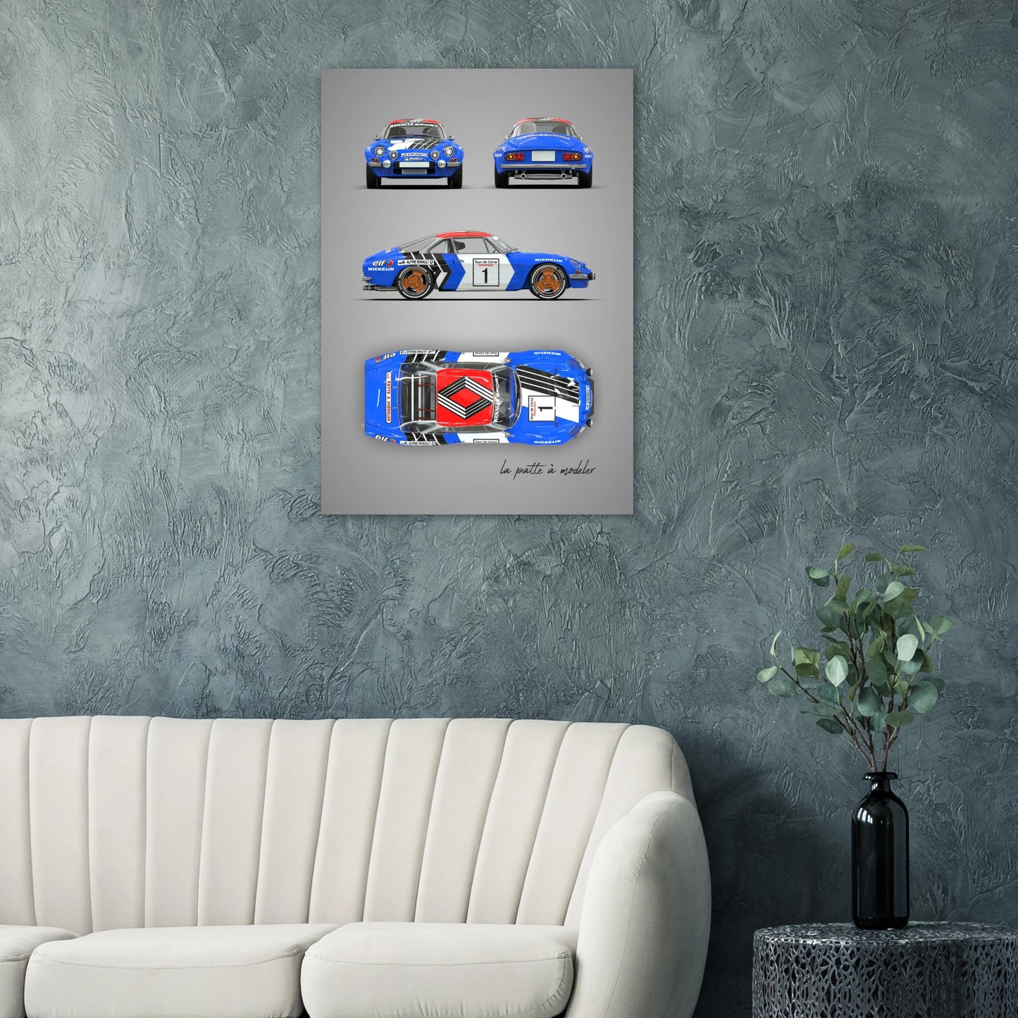 French Rally Car Aluminum Print - Classic Motorsport Art