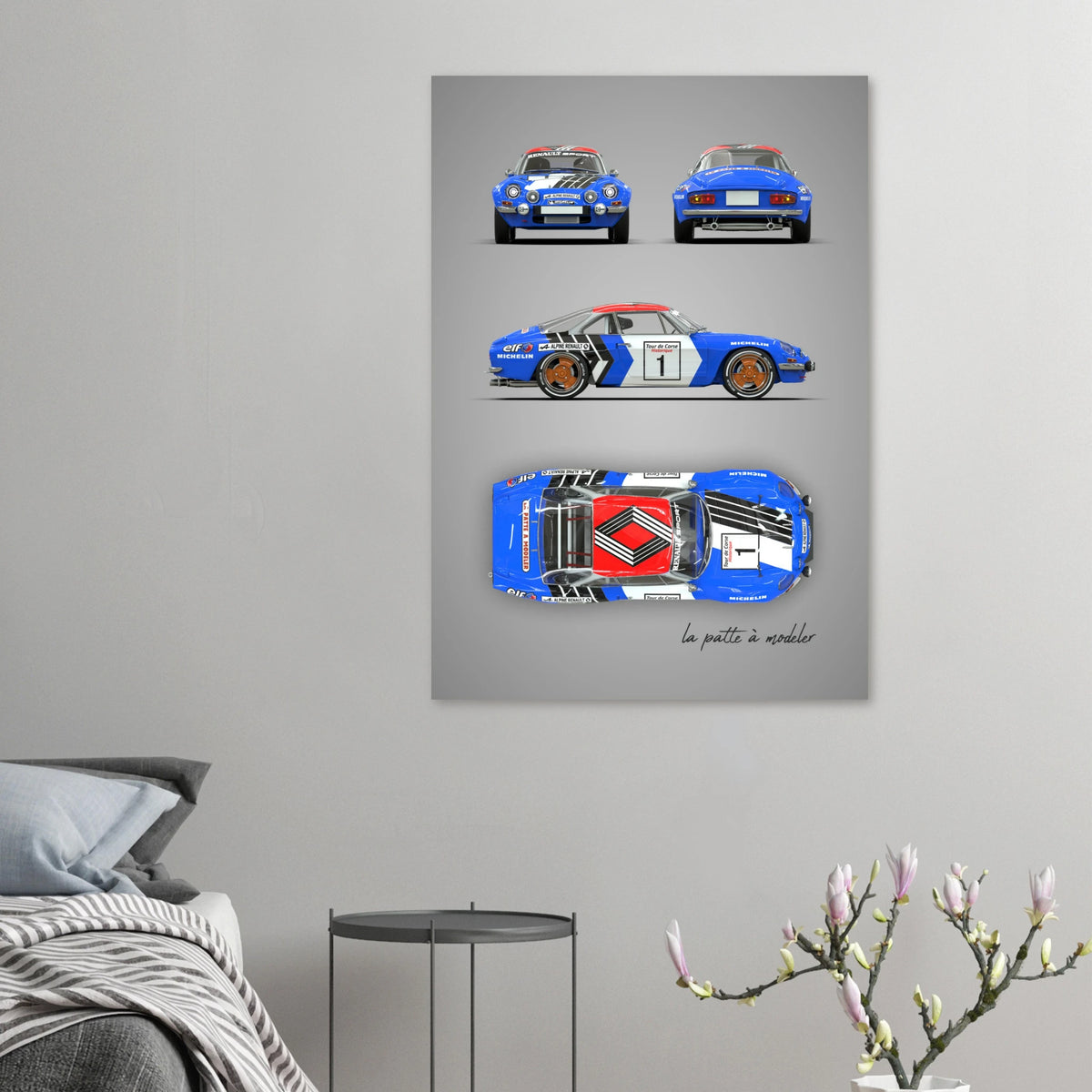 French Rally Car Aluminum Print - Classic Motorsport Art