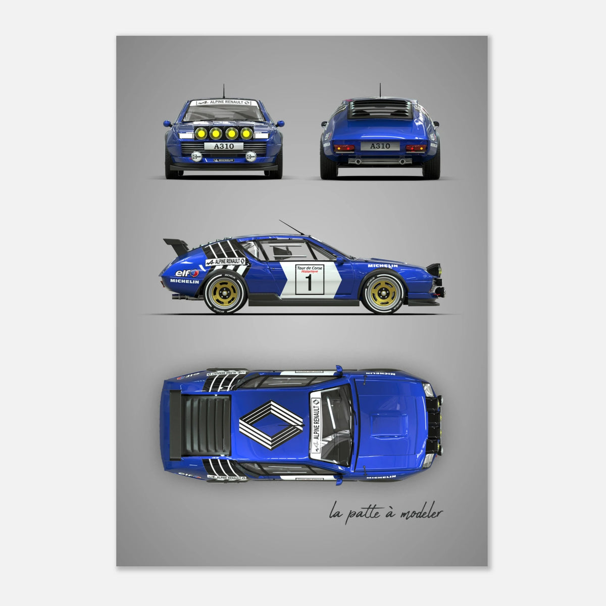 French Rally Car Aluminum Print - Rally Heritage Art