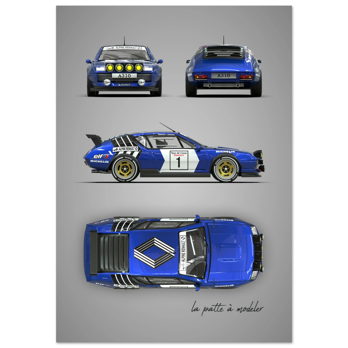 French Rally Car Aluminum Print - Rally Heritage Art
