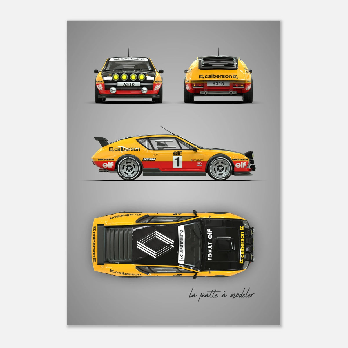 French Rally Car Aluminum Print - Motorsport Competition Art