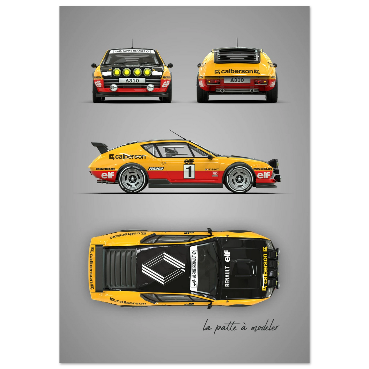 French Rally Car Aluminum Print - Motorsport Competition Art