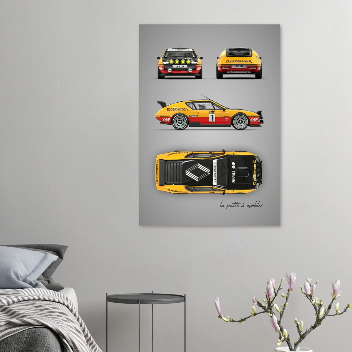 French Rally Car Aluminum Print - Motorsport Competition Art
