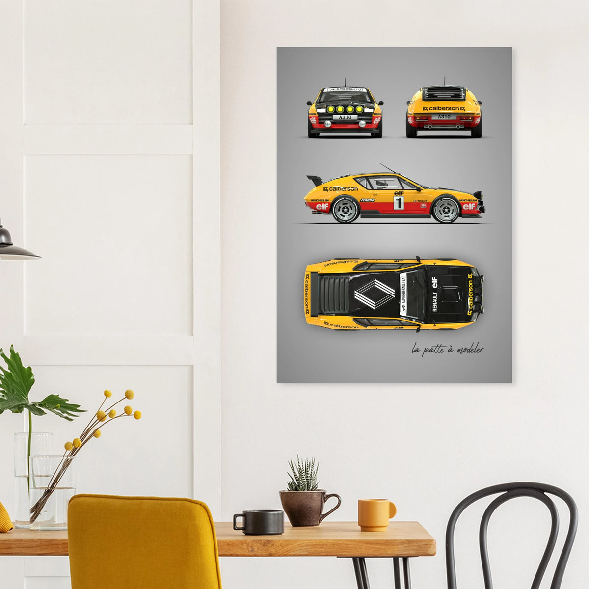 French Rally Car Aluminum Print - Motorsport Competition Art