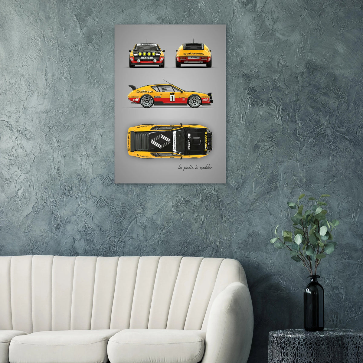 French Rally Car Aluminum Print - Motorsport Competition Art