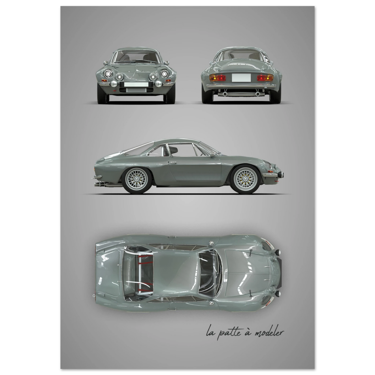 French Sports Car Aluminum Print - Classic Racing Art