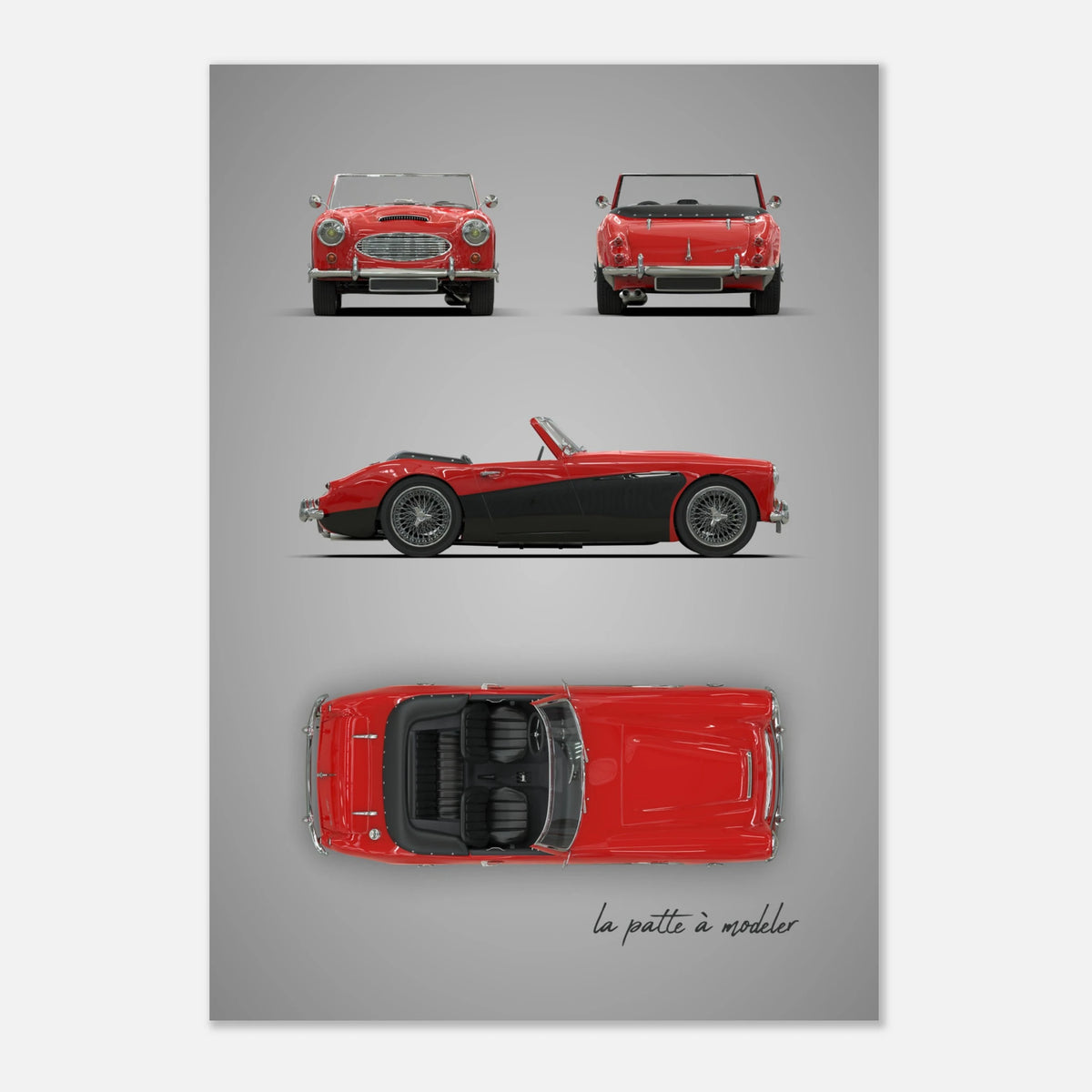British Classic Roadster Aluminum Print - Vintage Sports Car Art