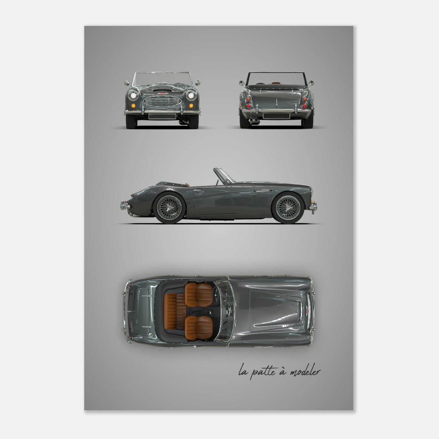 British Sports Car Aluminum Print - Classic Roadster Heritage Art
