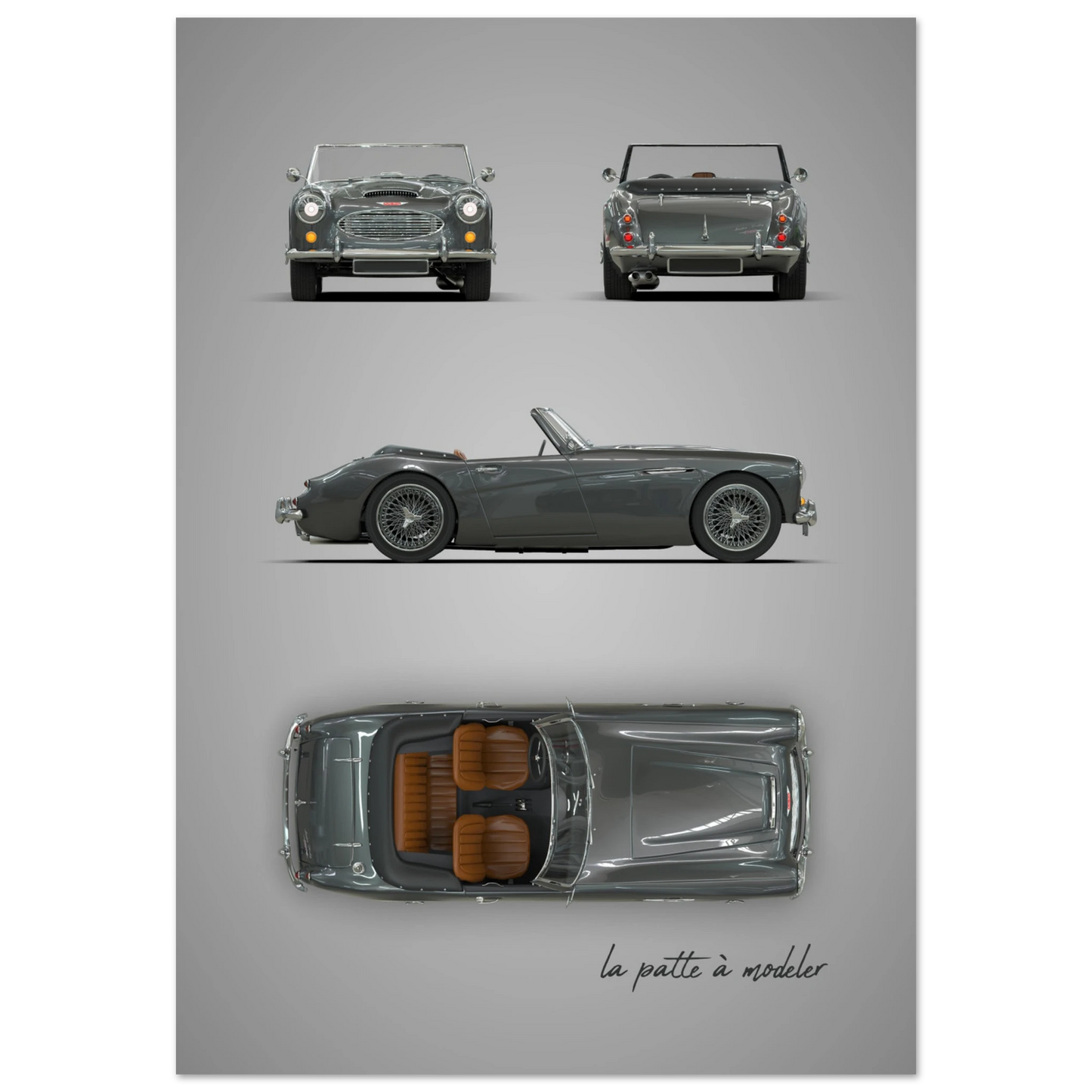 British Sports Car Aluminum Print - Classic Roadster Heritage Art
