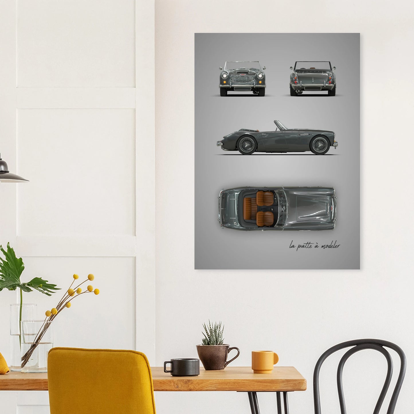 British Sports Car Aluminum Print - Classic Roadster Heritage Art