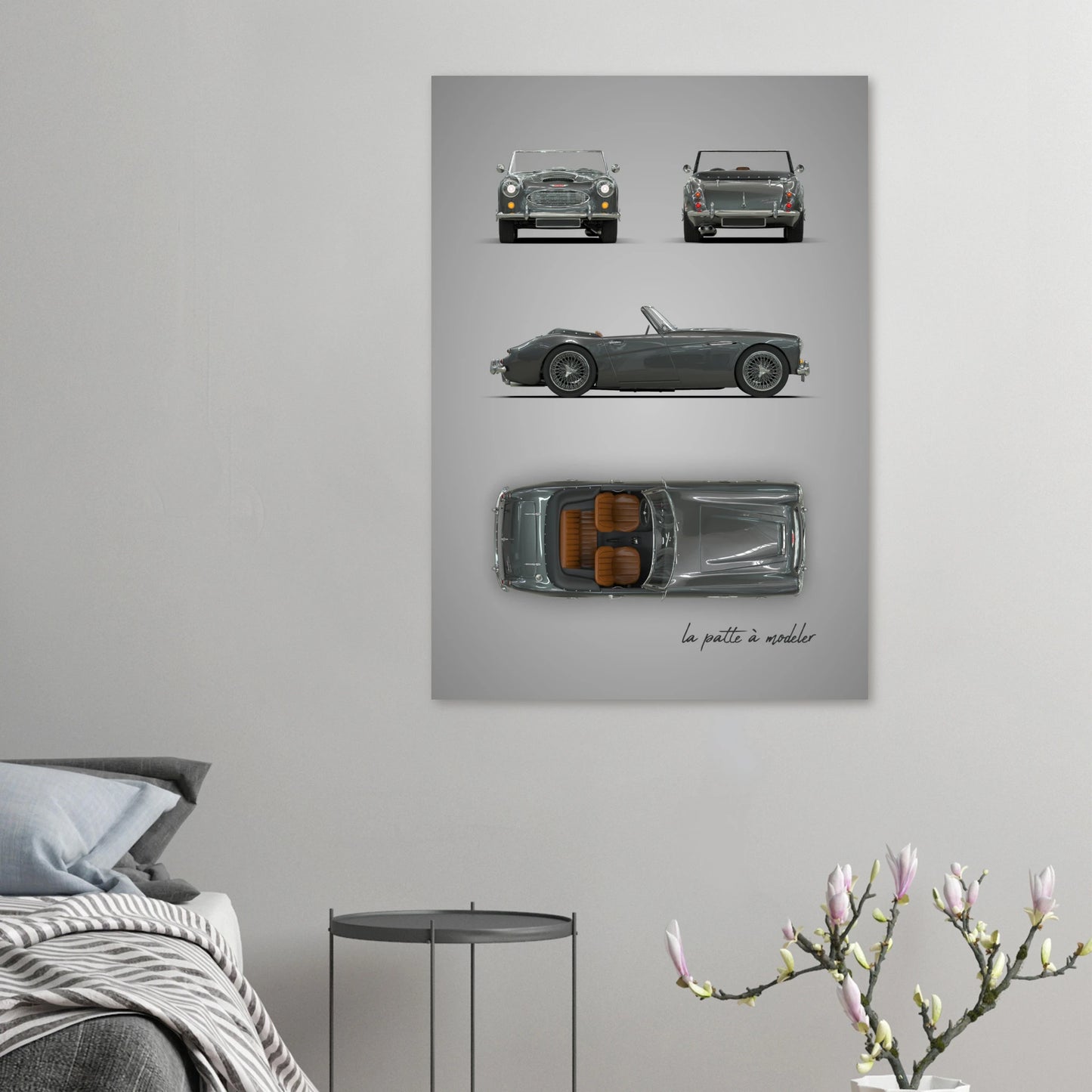 British Sports Car Aluminum Print - Classic Roadster Heritage Art