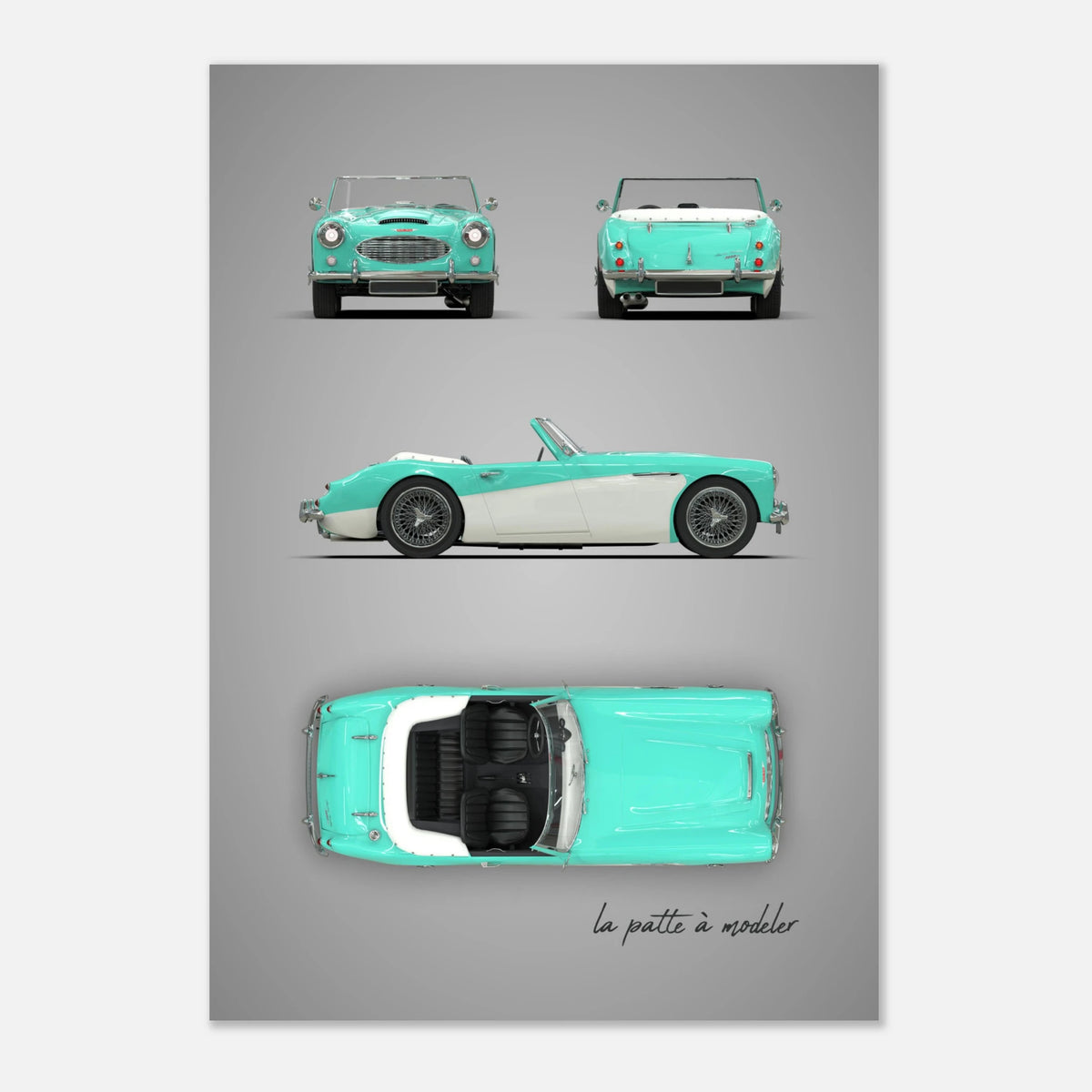 British Sports Car Aluminum Print - Classic Roadster Art