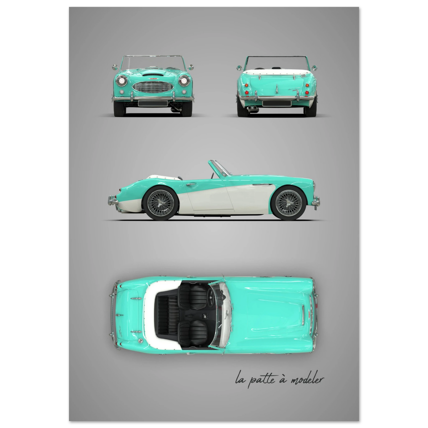 British Sports Car Aluminum Print - Classic Roadster Art