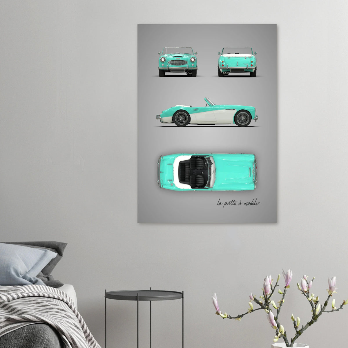 British Sports Car Aluminum Print - Classic Roadster Art