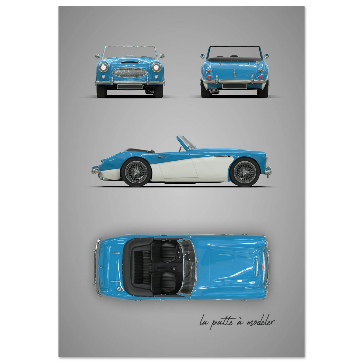 British Classic Roadster Aluminum Print - Vintage Sports Car Art