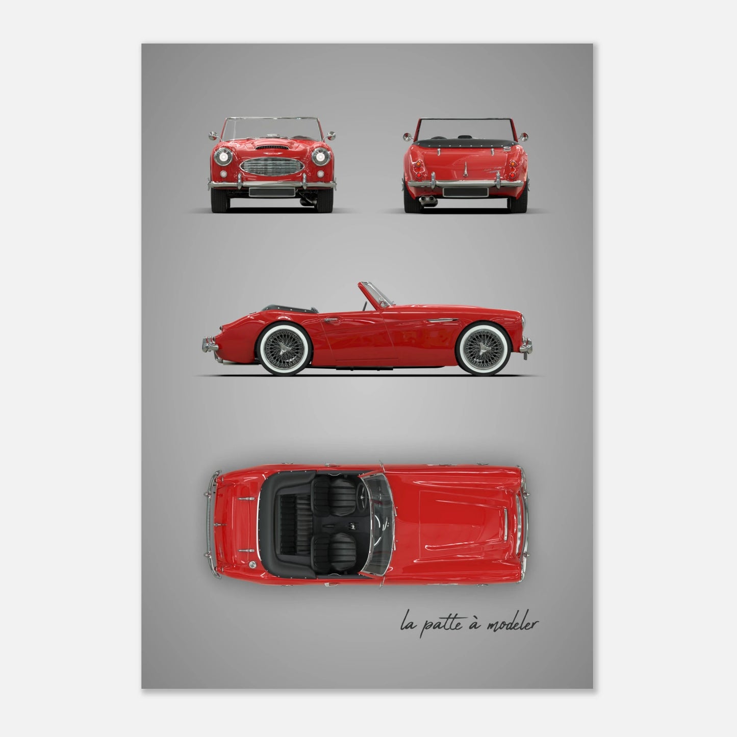 British Sports Car Aluminum Print - Classic Roadster Art