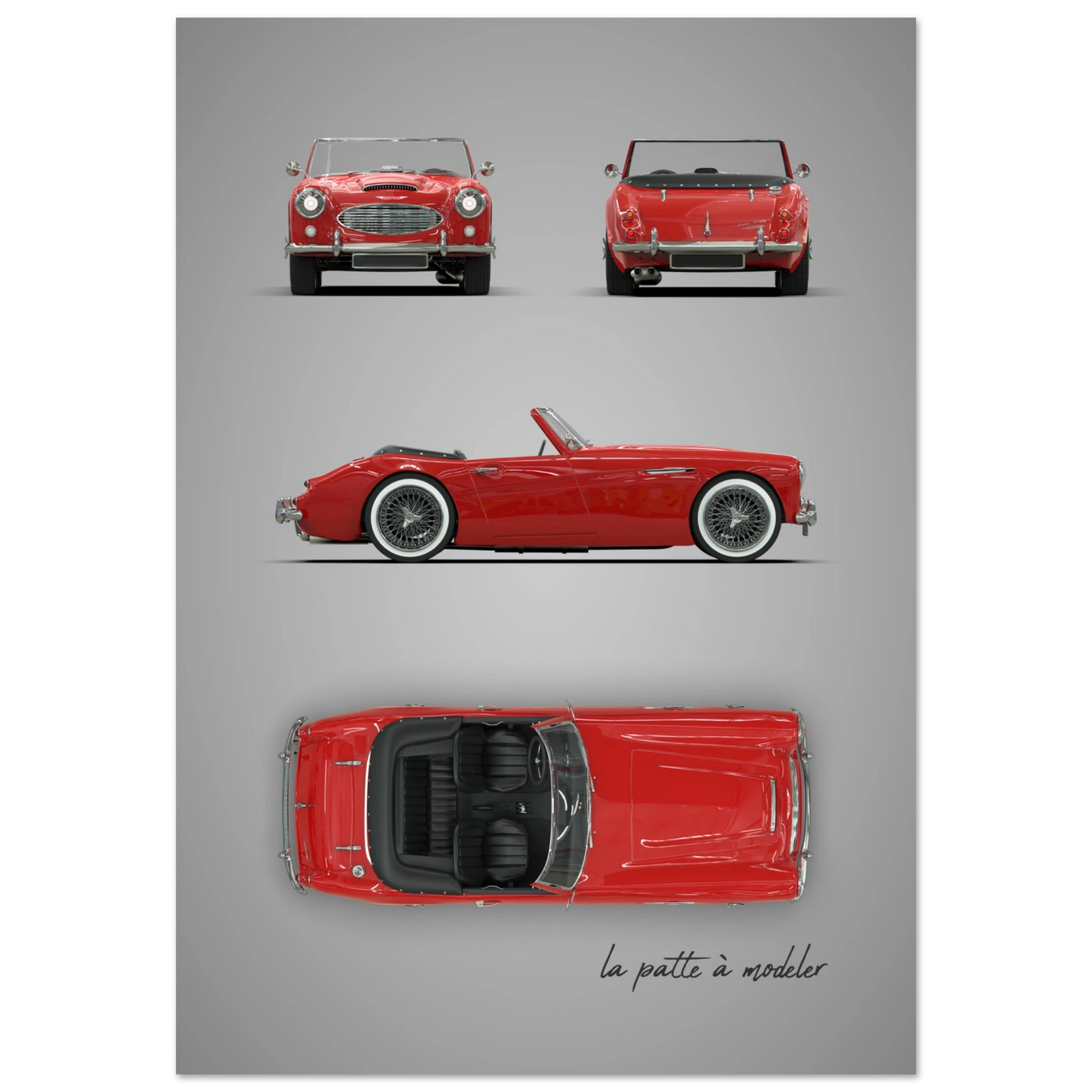 British Sports Car Aluminum Print - Classic Roadster Art