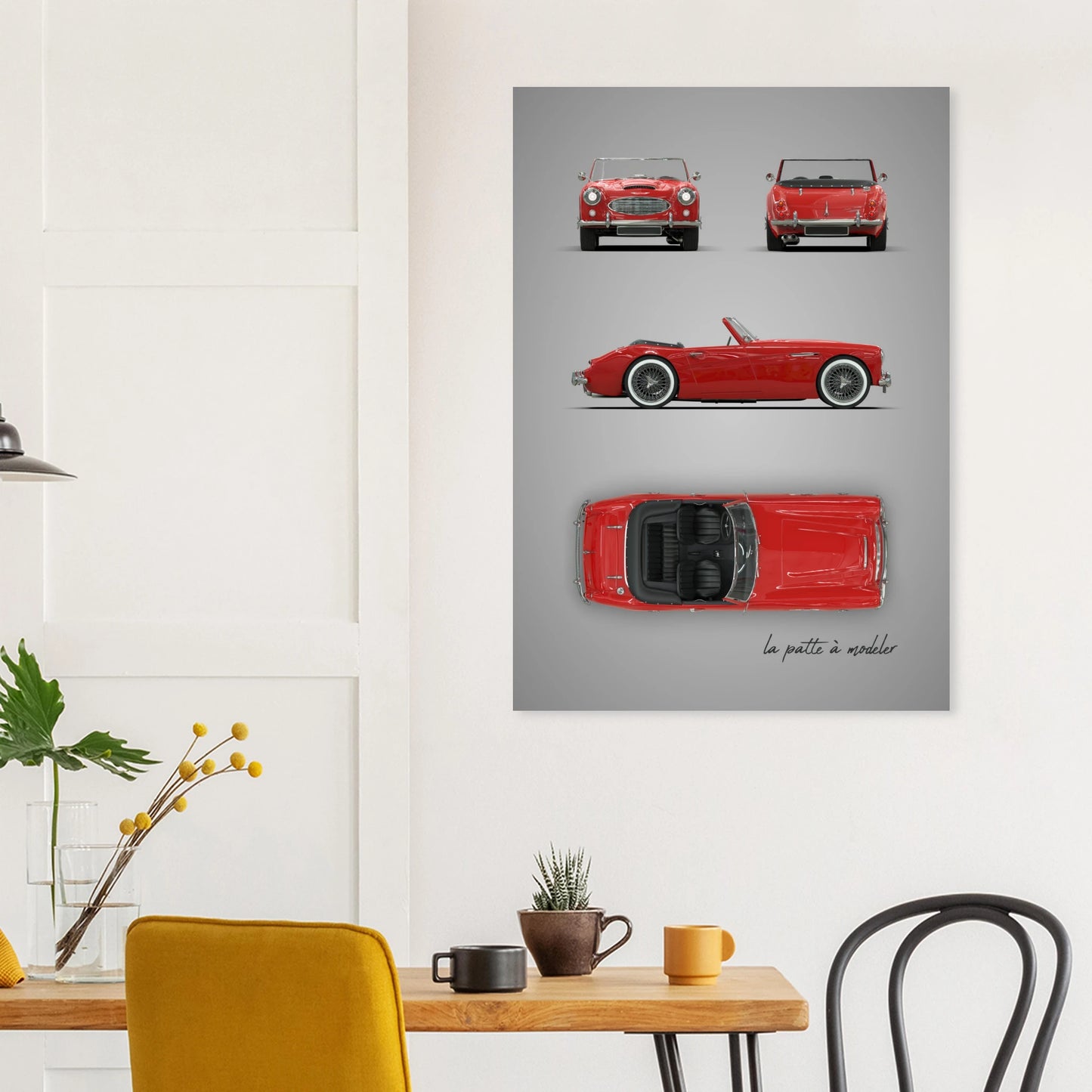 British Sports Car Aluminum Print - Classic Roadster Art