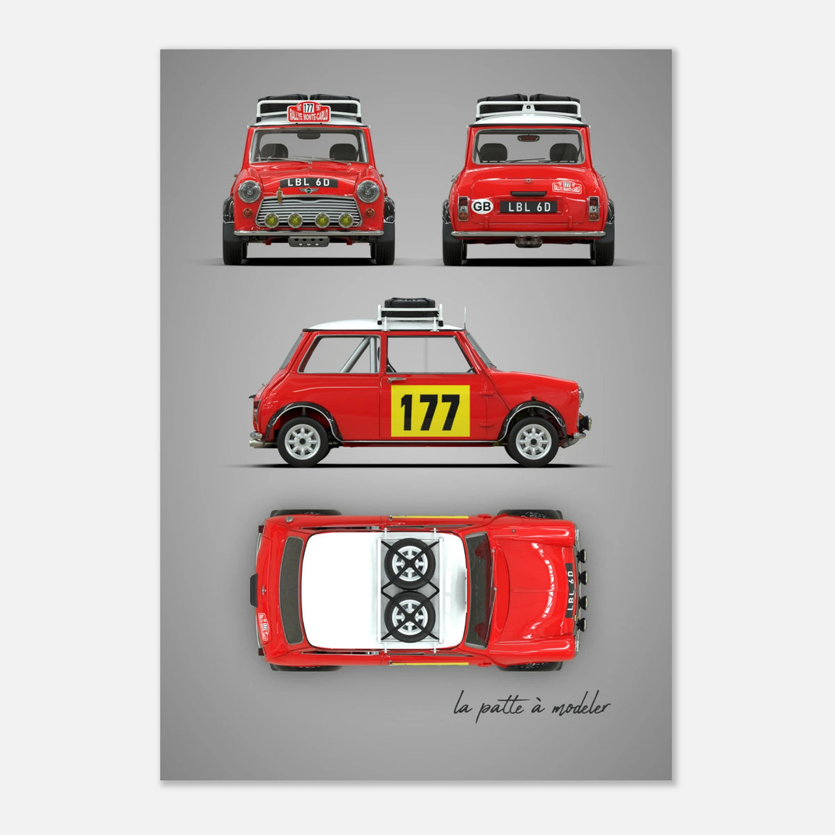 British Classic Icon Aluminum Print - Vintage Compact Car Art