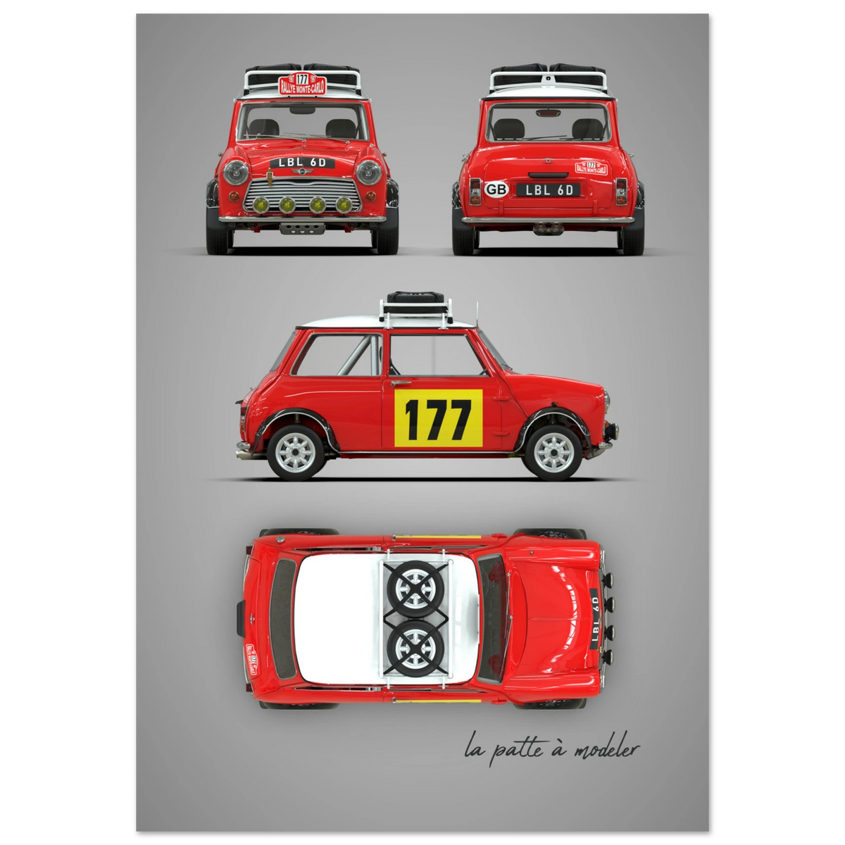 British Classic Icon Aluminum Print - Vintage Compact Car Art