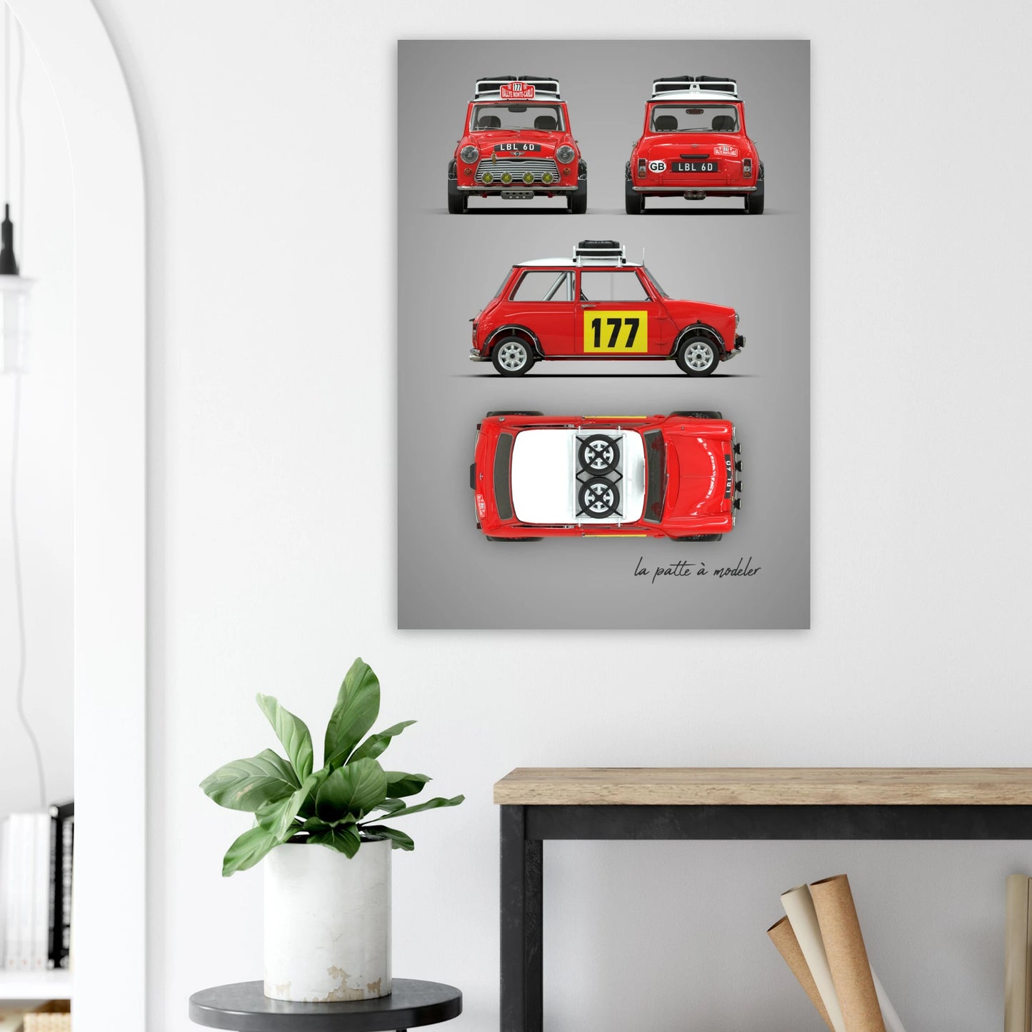 British Classic Icon Aluminum Print - Vintage Compact Car Art