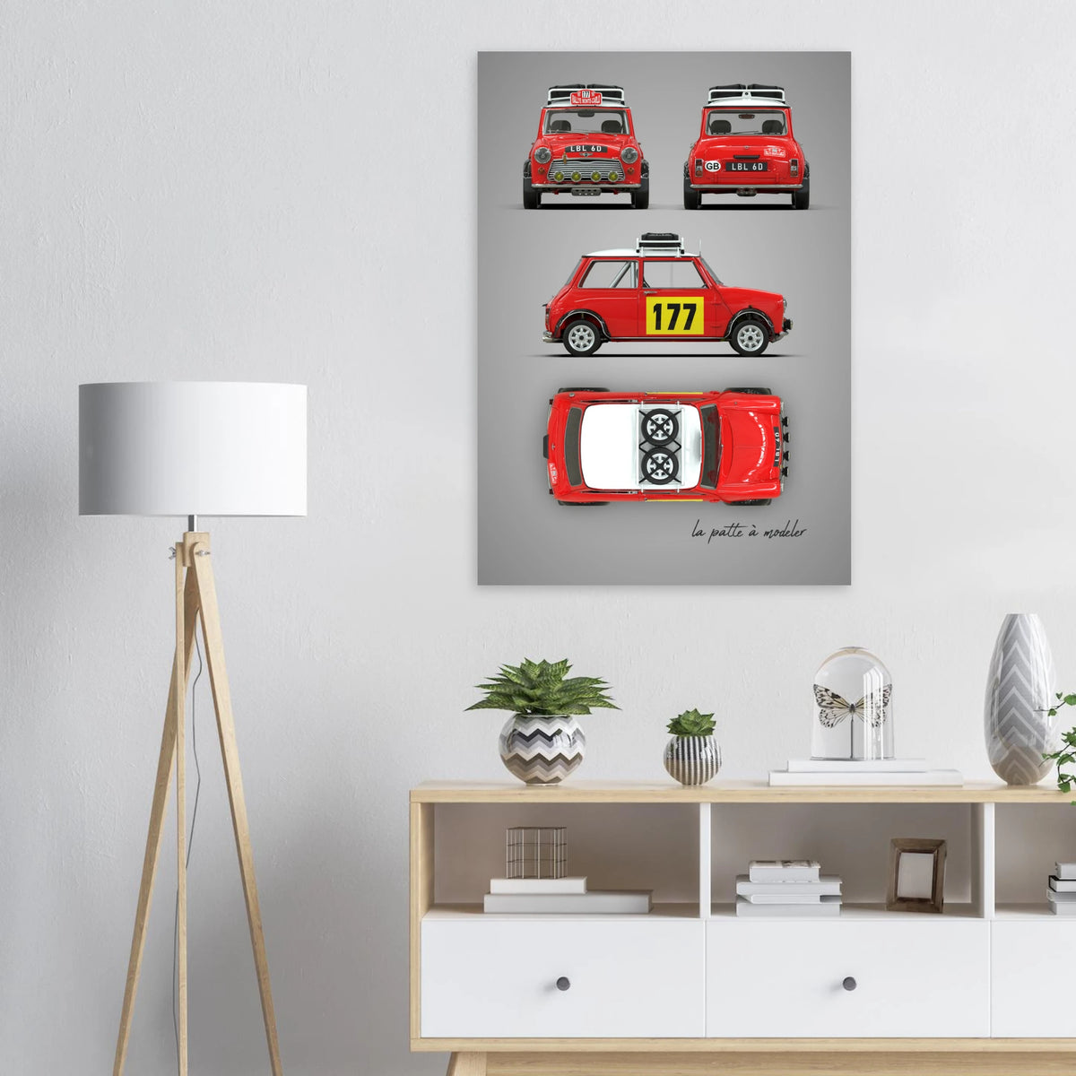 British Classic Icon Aluminum Print - Vintage Compact Car Art