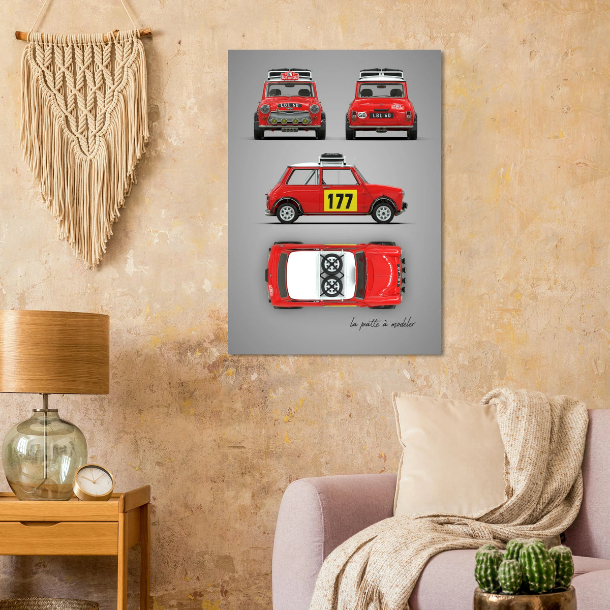 British Classic Icon Aluminum Print - Vintage Compact Car Art