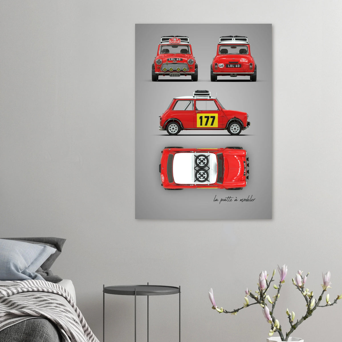 British Classic Icon Aluminum Print - Vintage Compact Car Art