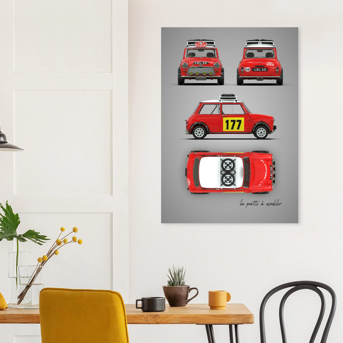 British Classic Icon Aluminum Print - Vintage Compact Car Art