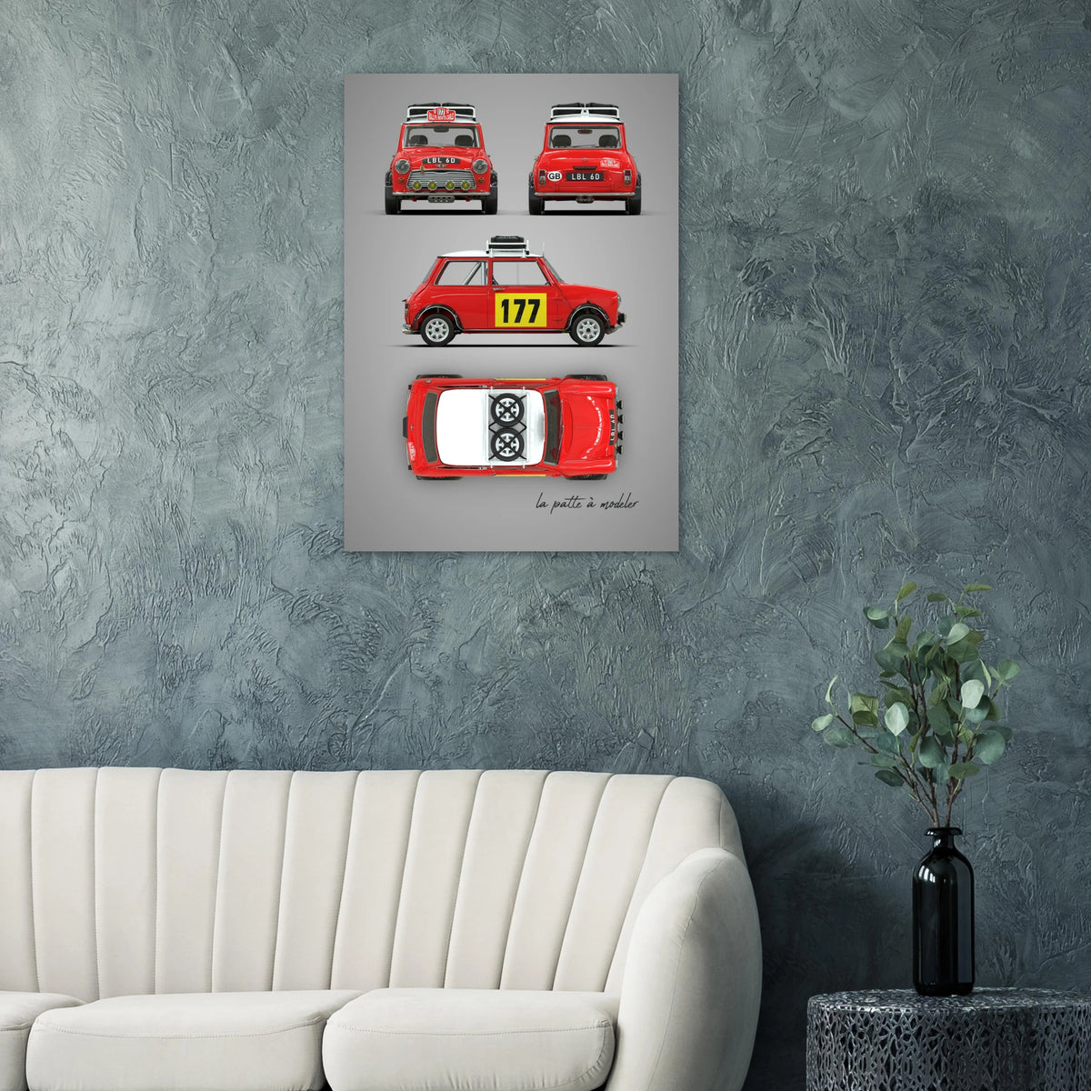 British Classic Icon Aluminum Print - Vintage Compact Car Art