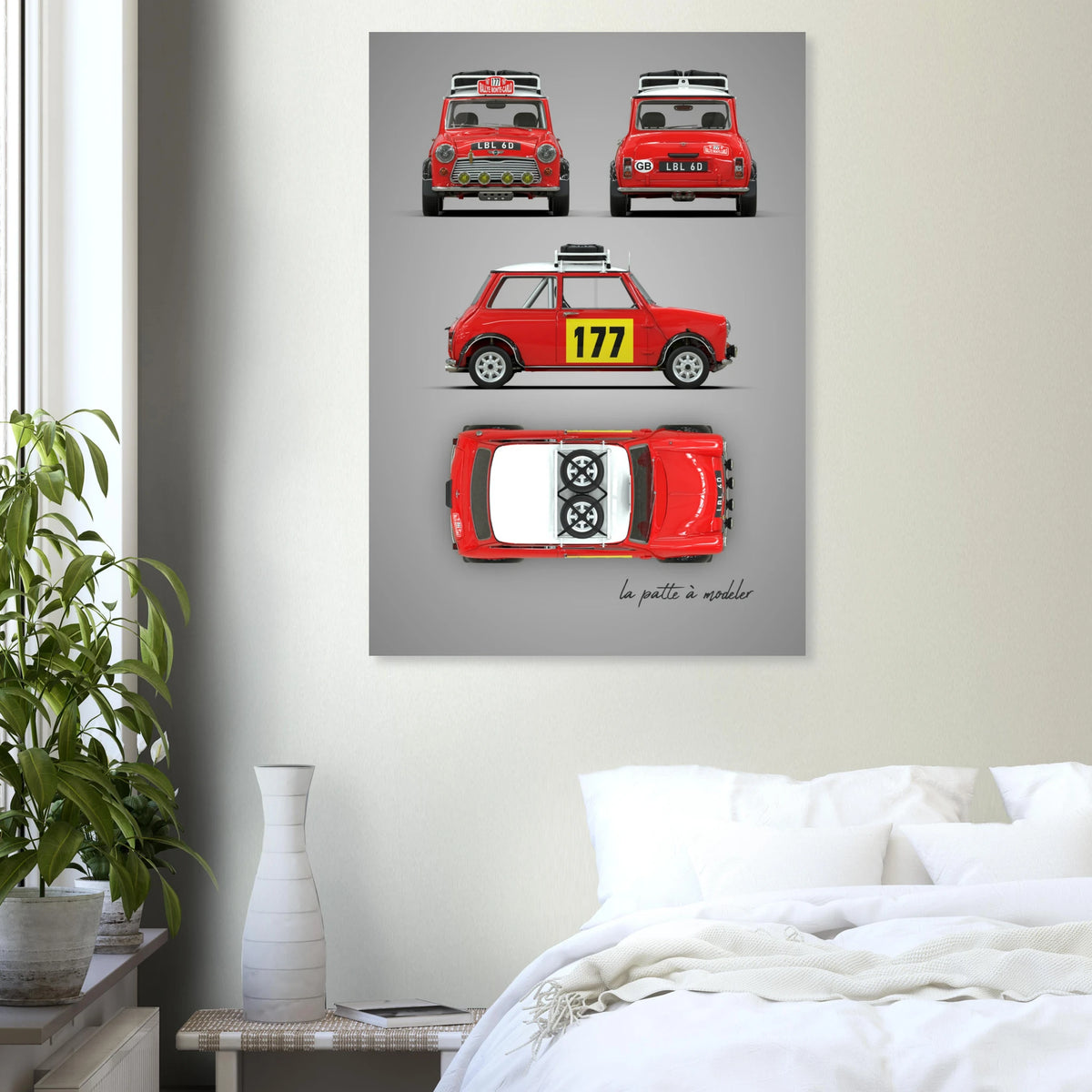 British Classic Icon Aluminum Print - Vintage Compact Car Art