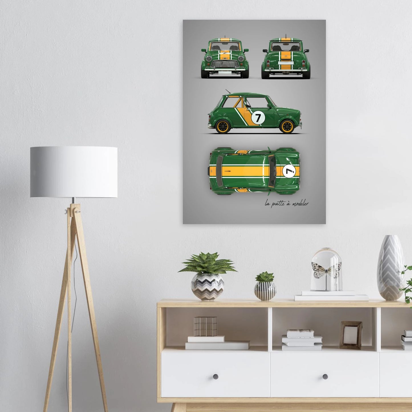 British Classic Icon Aluminum Print - Vintage Compact Car Art