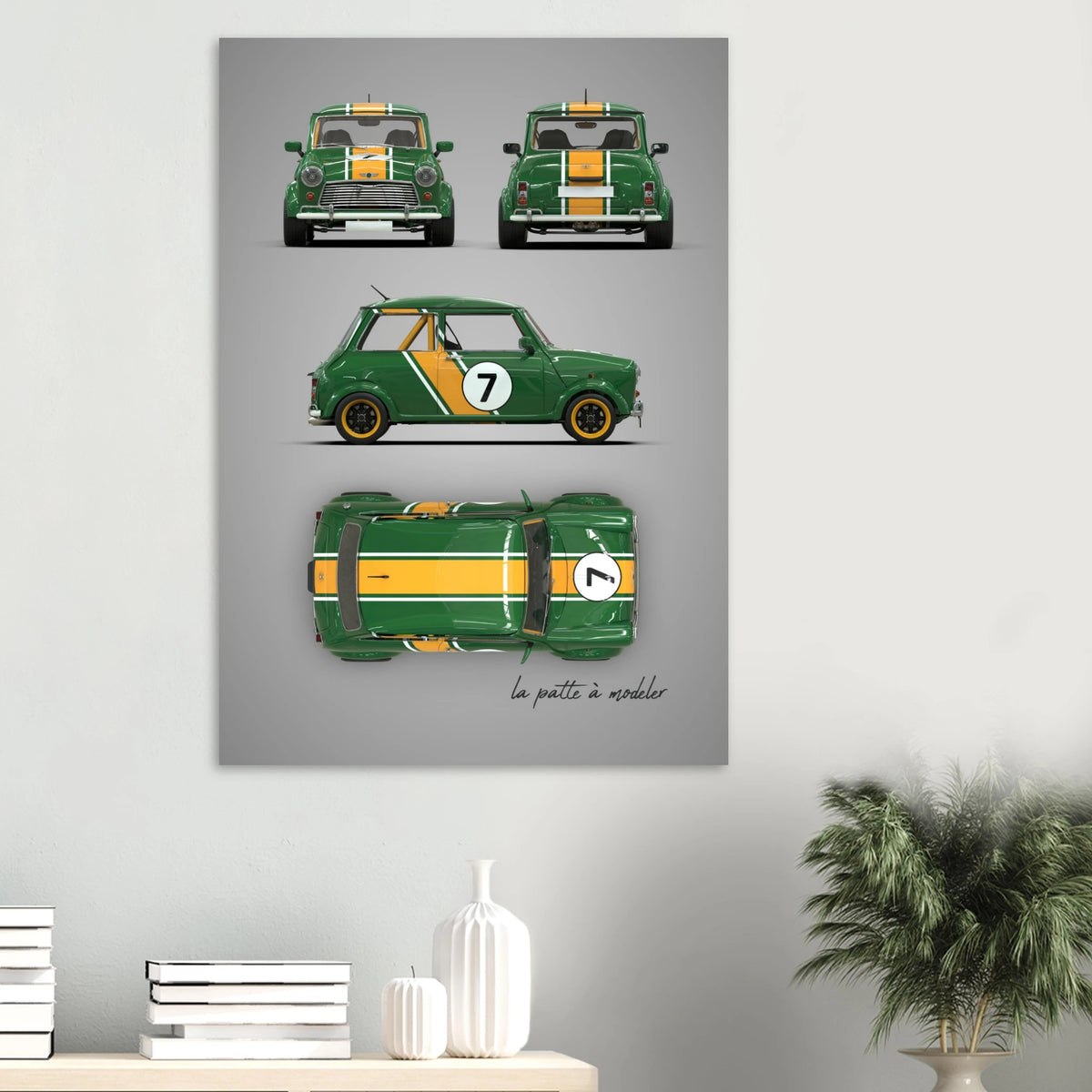 British Classic Icon Aluminum Print - Vintage Compact Car Art