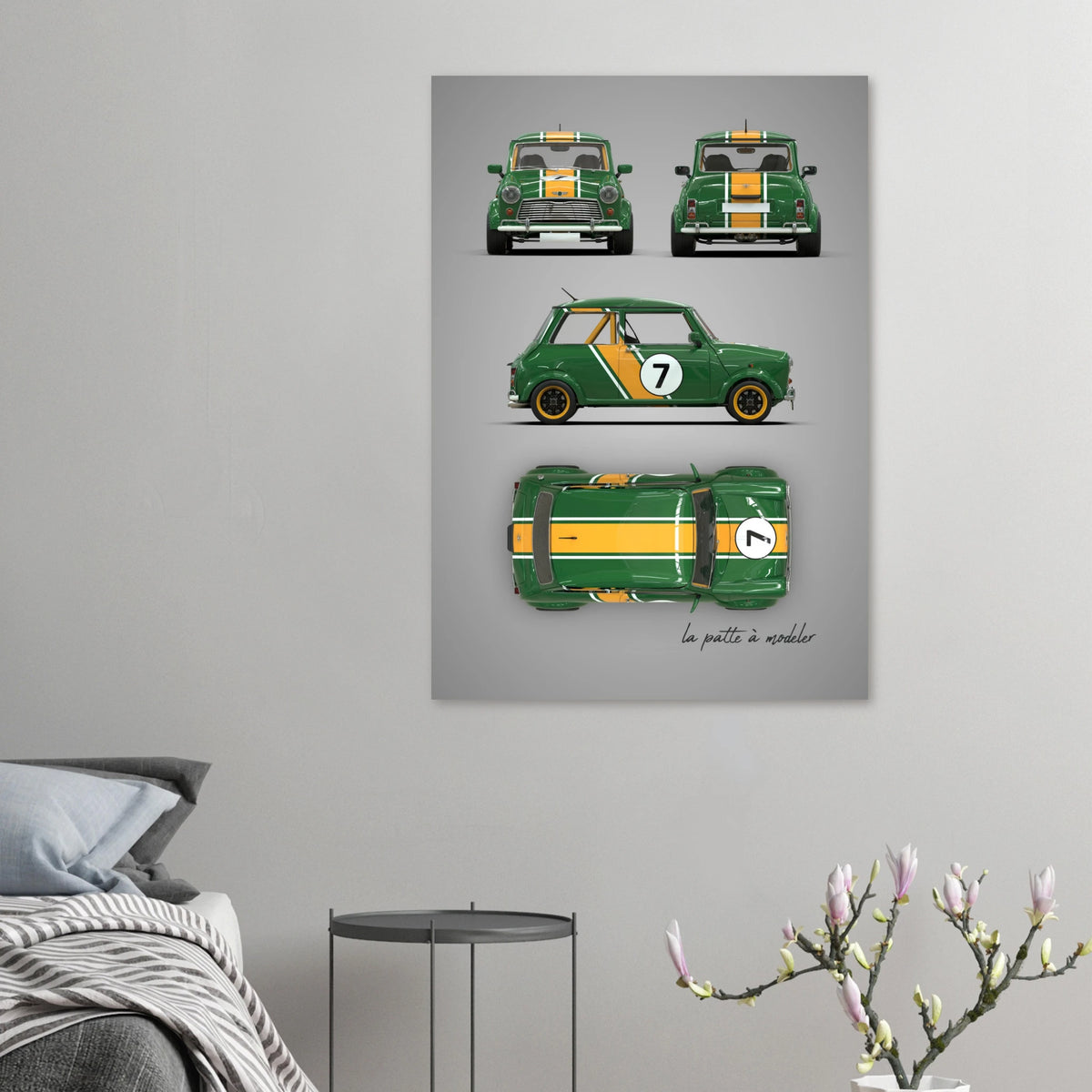 British Classic Icon Aluminum Print - Vintage Compact Car Art