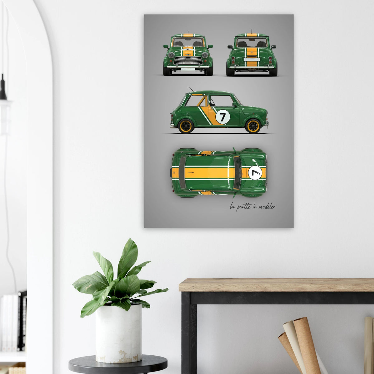 British Classic Icon Aluminum Print - Vintage Compact Car Art