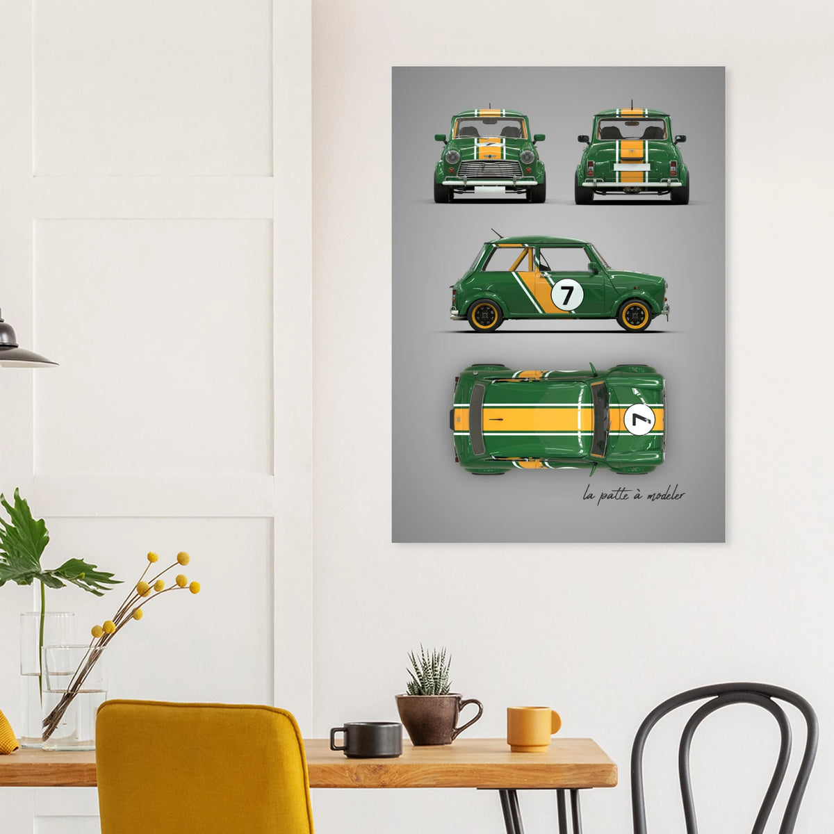 British Classic Icon Aluminum Print - Vintage Compact Car Art