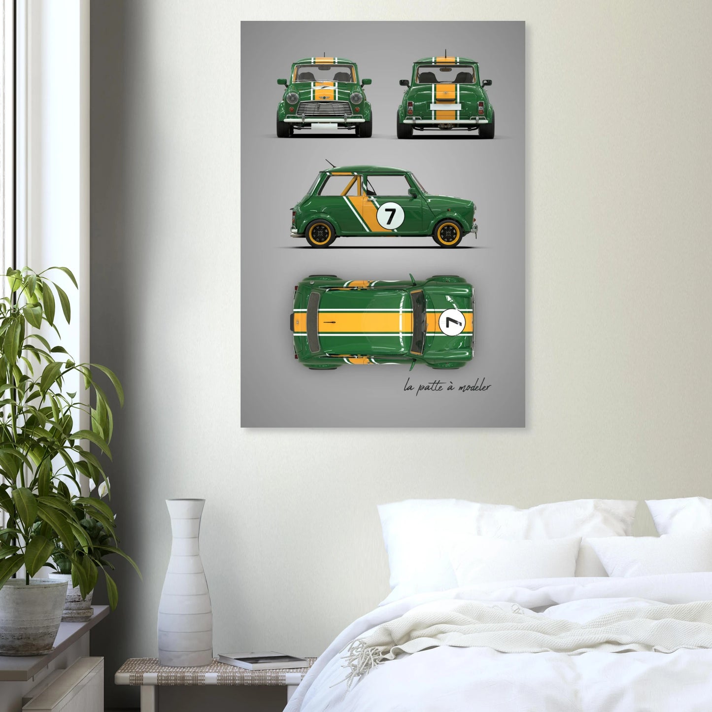 British Classic Icon Aluminum Print - Vintage Compact Car Art