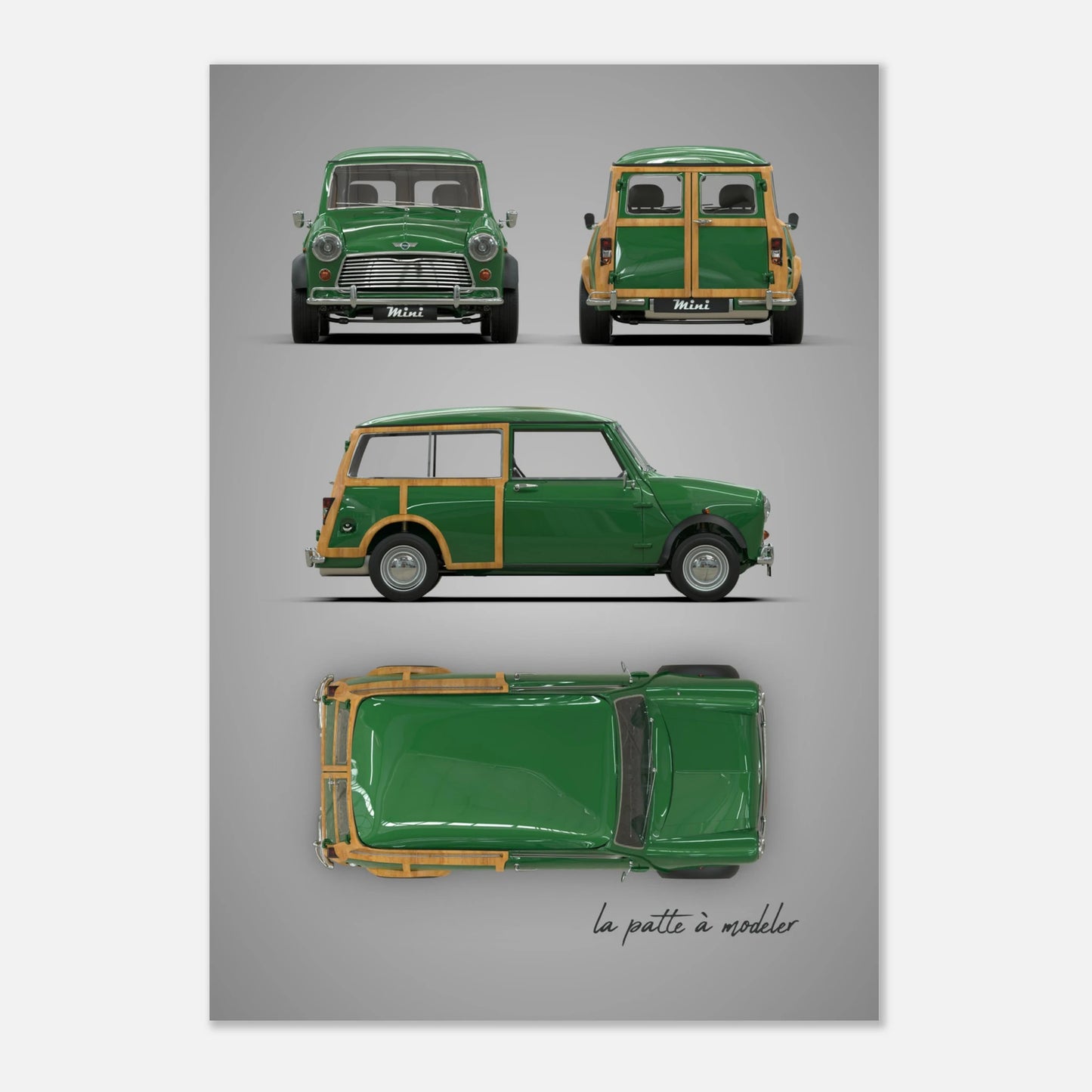 British Compact Car Aluminum Print - Classic Design Art
